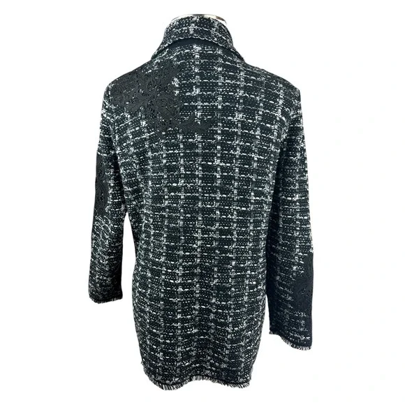 Chico's Tweed Lace Embroidered Metallic Cardigan Jacket Sweater Blazer Size 3 XL - Picture 11 of 16